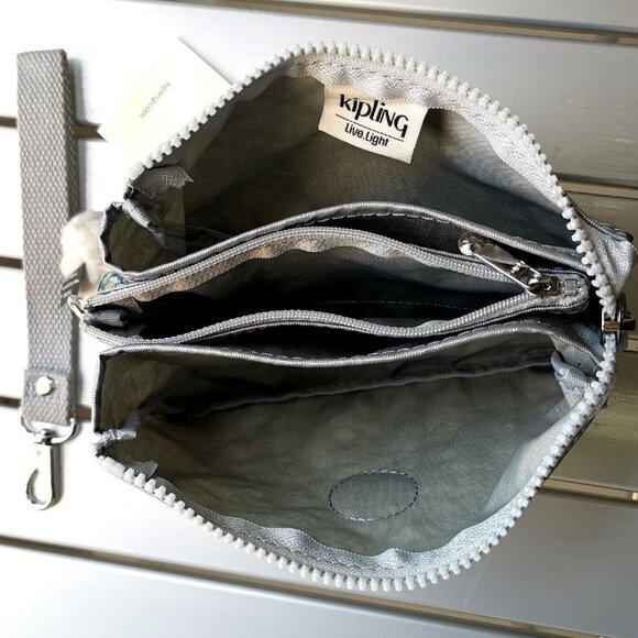 brand new Kipling CREATIVITY LARGE POUCHE metallic silver Multi-use makeup bag - Picture 6 of 7